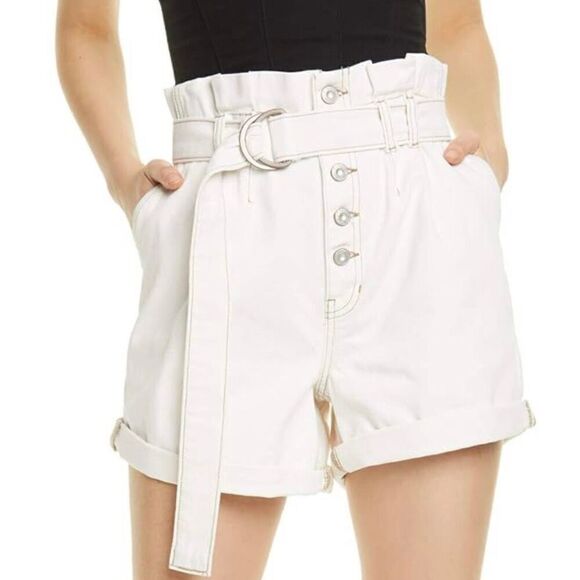 Free People Cindy Utility Shorts white paper bag belted size 2